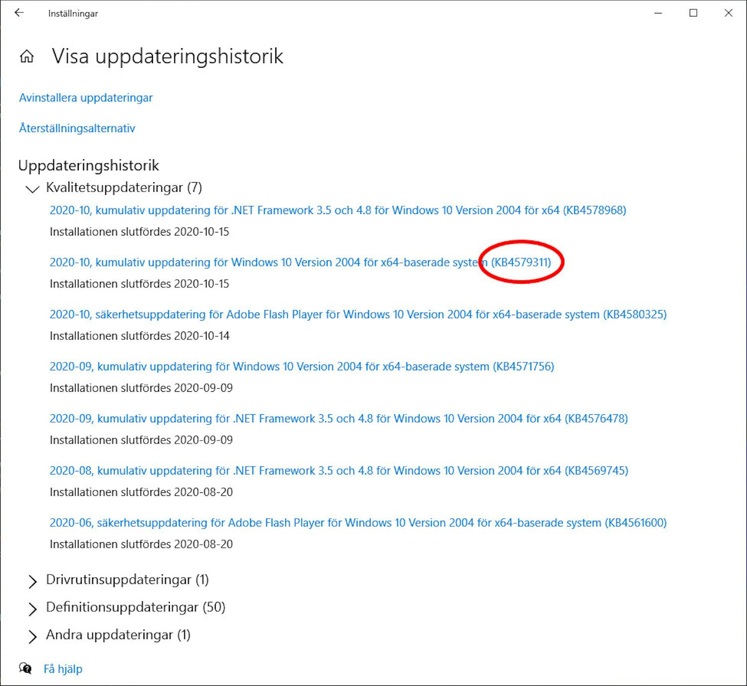 Kolla själv Säkerhetsuppdatering KB4579311 till Windows skyddar mot ny attack.
